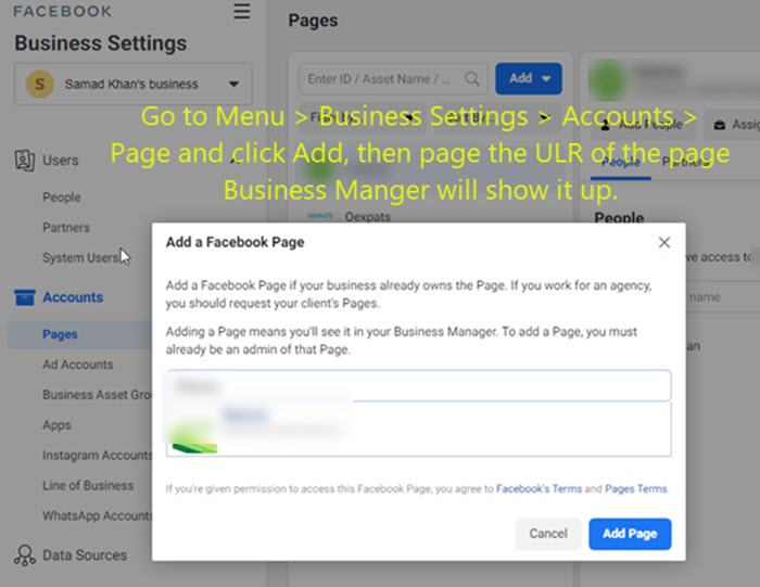 Why is my Facebook page not showing up in business manager