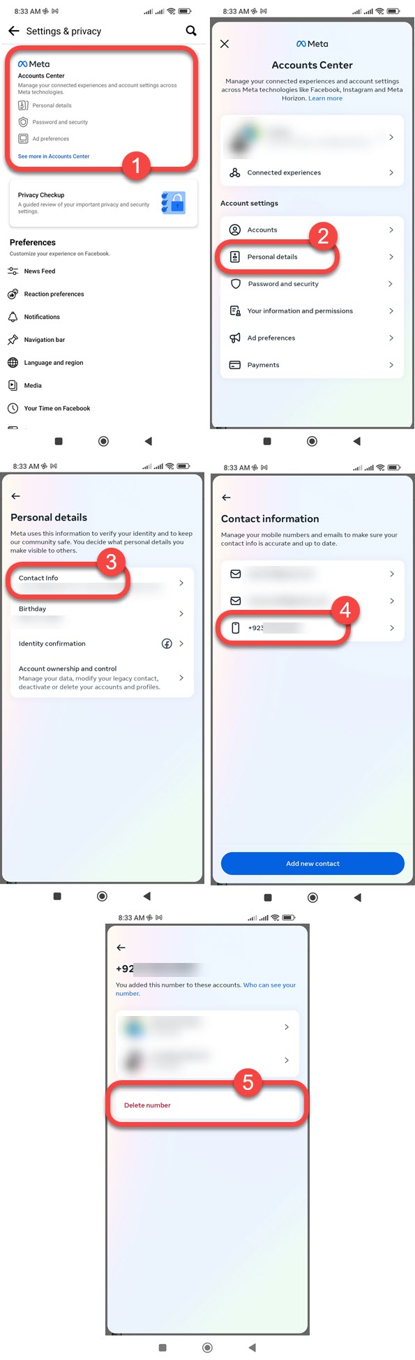 Remove phone number from Facebook on Mobile