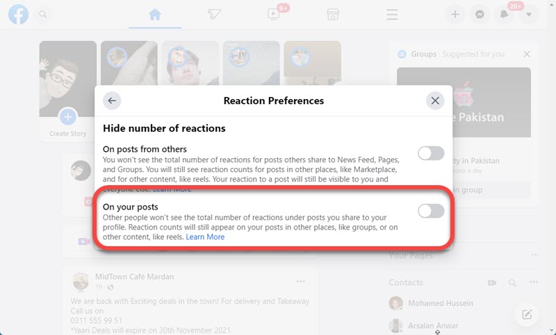 How to Unhide Number of Reactions on Facebook Posts on Computer