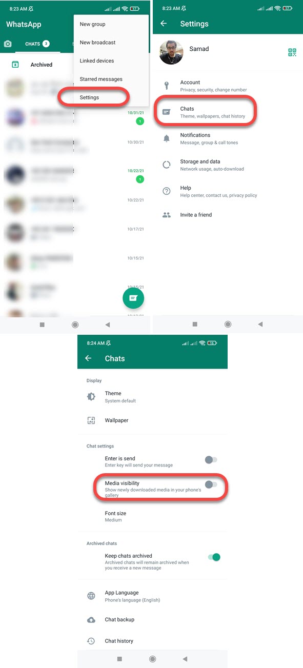 Prevent WhatsApp from Showing Photos in Gallery