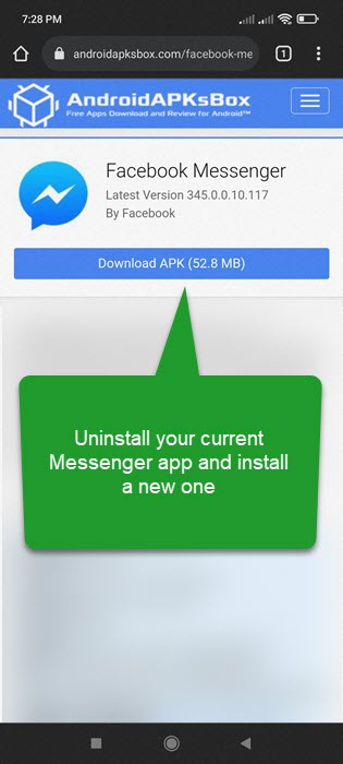 Install stable version of Messenger to fix its internet connection issue