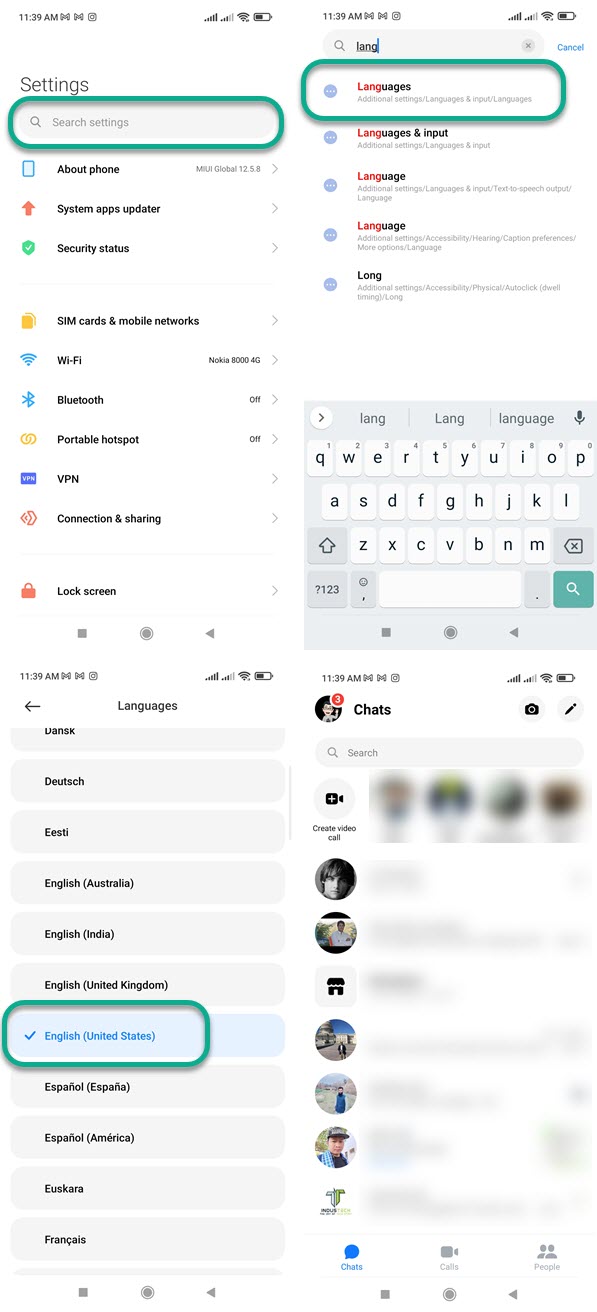 Change Language on Messenger App for Android