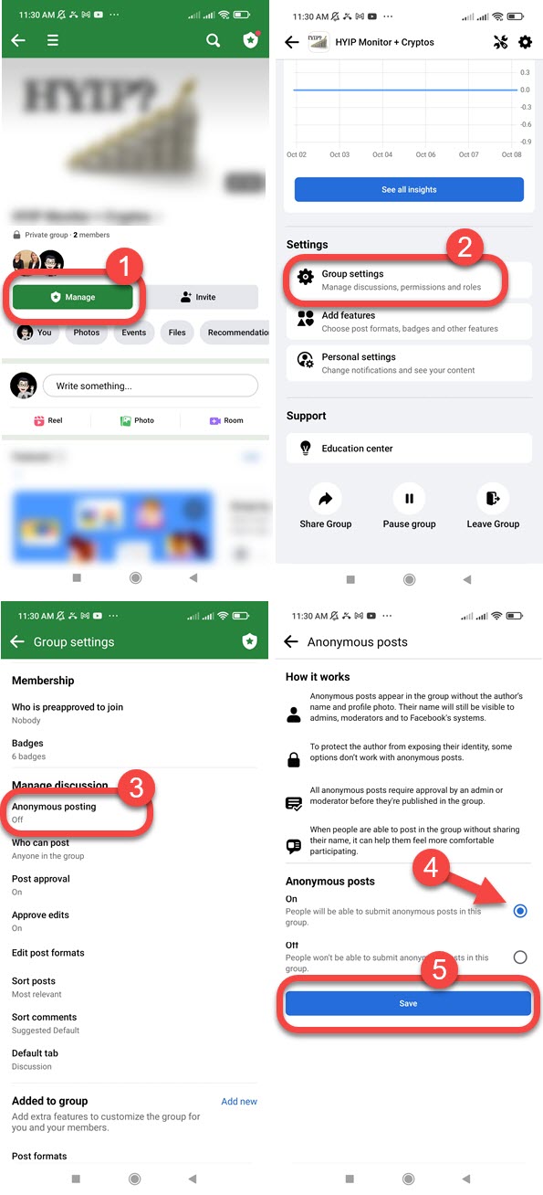 Enable anonymous posting on Facebook Group on Mobile