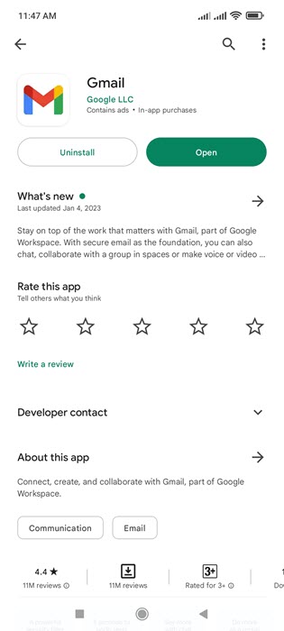 1 - Update Gmail app to Fix Queued Email