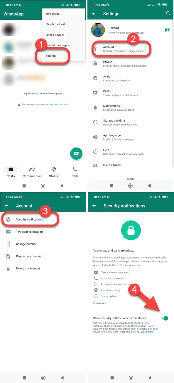 Get Security Code Change Notifications on WhatsApp Android