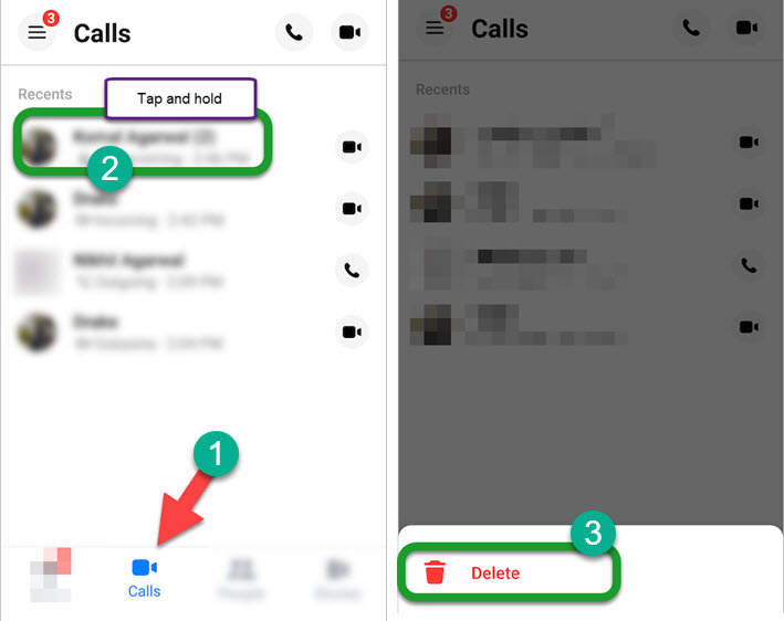 Delete Call History on Messenger App for Android