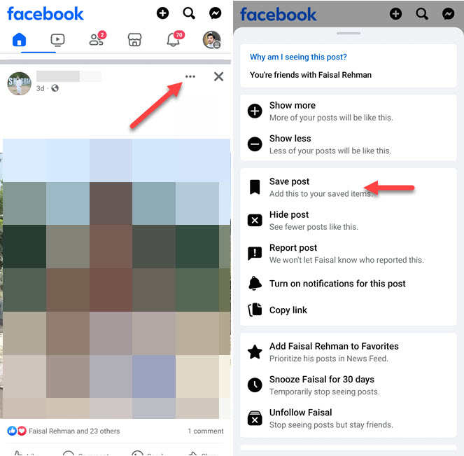 How to Save a Photo Post within the Facebook