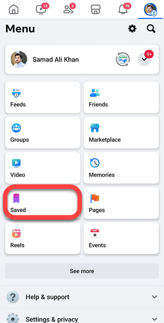 How to find saved photos posts within the Facebook