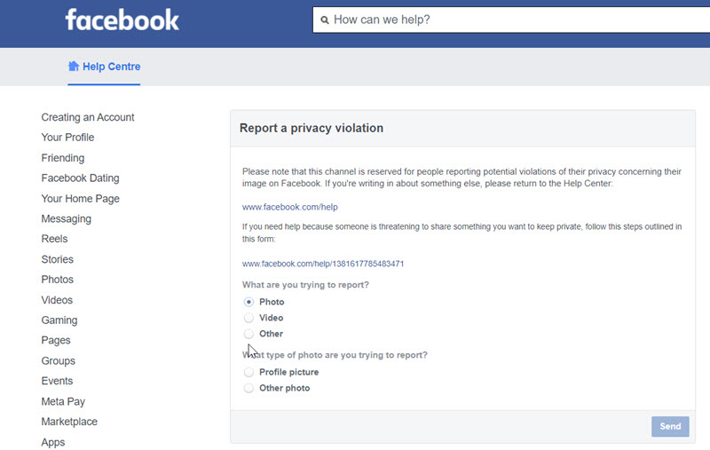 Report your Photos Privacy Violation to Facebook